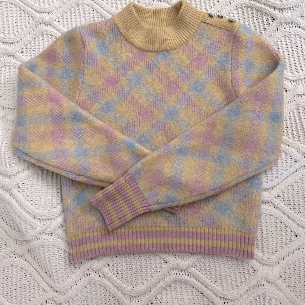 Zara Argyle Knit Pastel Sweater